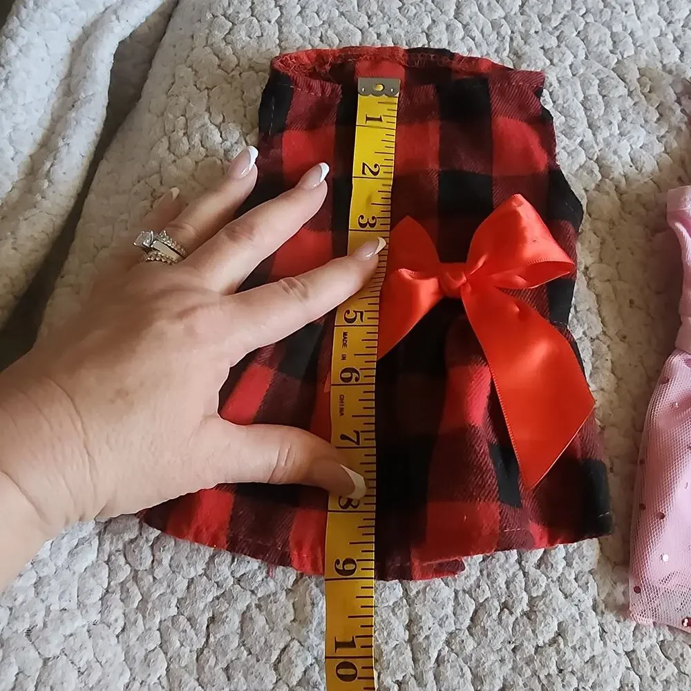 Dog Dresses XS buffalo print and Pink princess both ruffled
